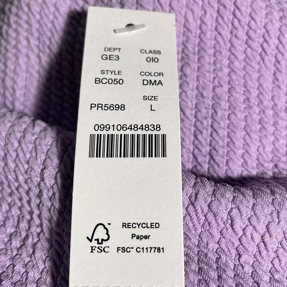 J Crew Textured Curved Waist Cheeky Bikini Swim Bottom Lilac Purple L(12-14) NWT - Picture 5 of 6